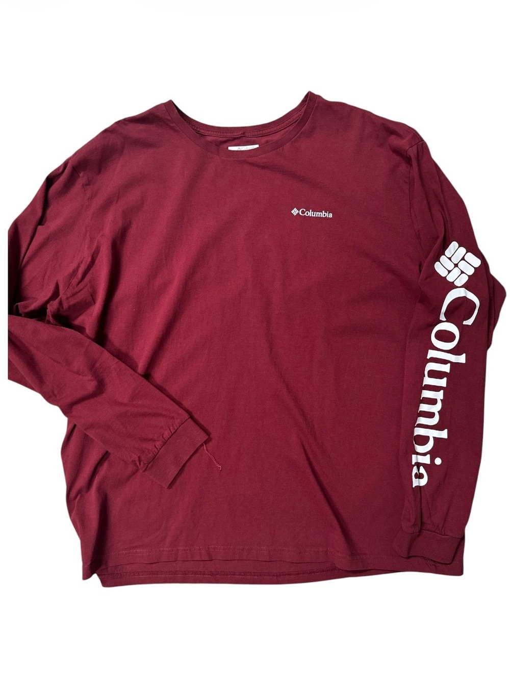 Columbia Men's Long Sleeve Tee — Burgundy with White Logo
